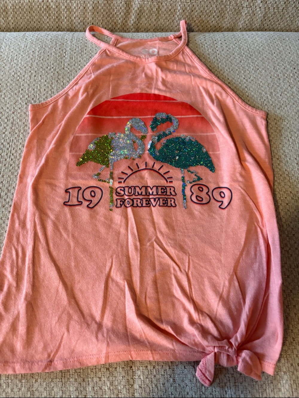 SO Pink Tank Top with Glitter Flamingos